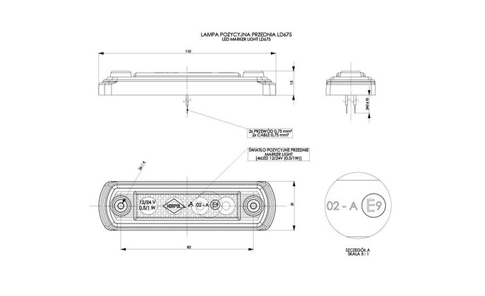 Neljast HORPOL LD 676 LED universaalsest gabariidist koosnev komplekt