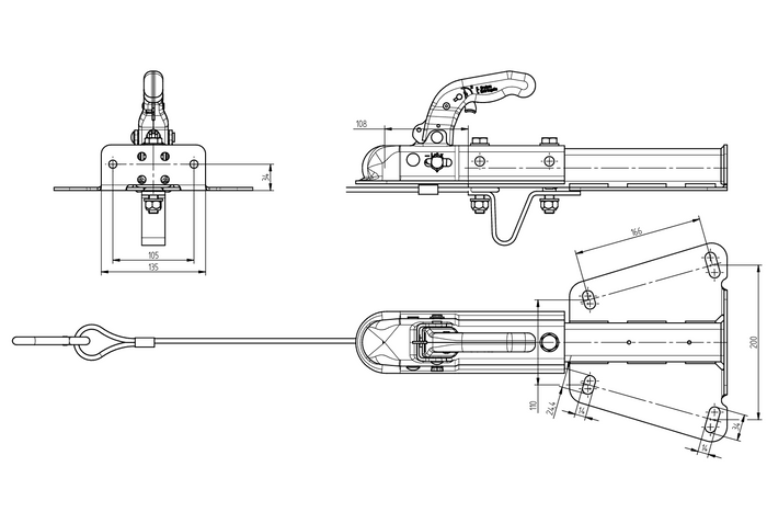 KNOTT KQ14-A+KZE7.5 kuulhaakeseade 750 kg haagisele V-tüüpi veotiisliga