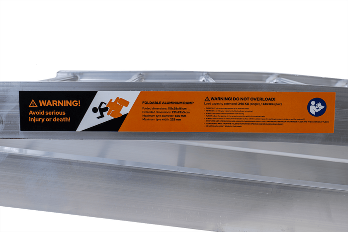 UNITRAILER ALR002 kokkupandavad alumiiniumist haagissuvilate kaldteed 221cm 680kg rihmaga, 2 tk komplekt