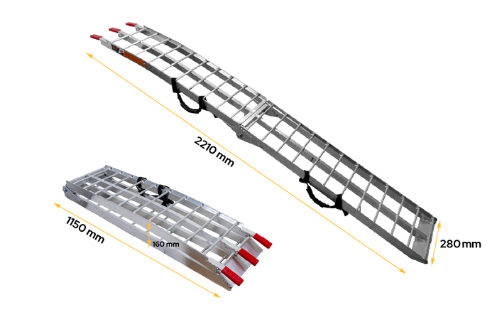 UNITRAILER ALR002 kokkupandav alumiiniumist haagise kaldtee 221cm 340kg rihmaga