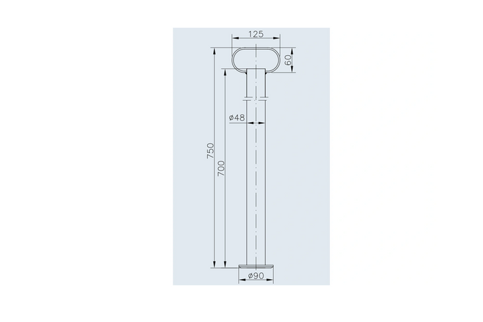 Fikseeritud tugi klambriga WINTERHOFF RSR48-700+KLE48 150kg 48mm 700mm