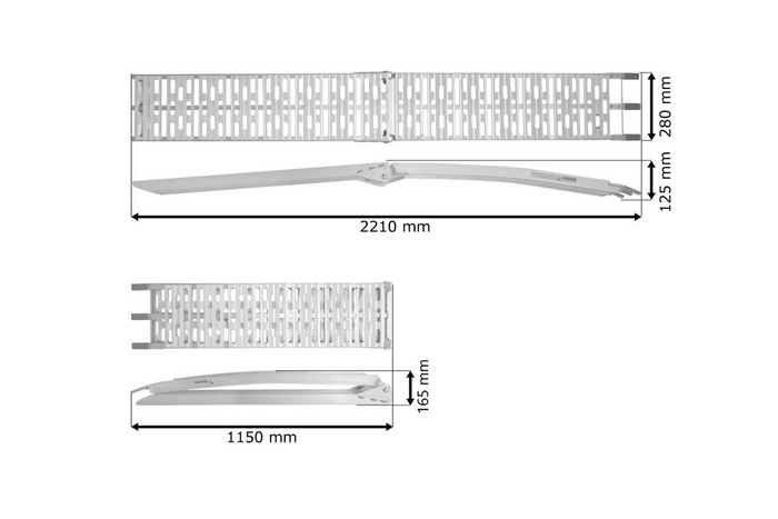 UNITRAILER ALR003 kokkupandavad alumiiniumist haagissuvilate kaldteed 221cm 680kg koos rihma ja toega, 2 tk komplekt