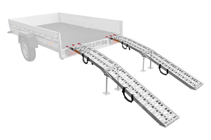UNITRAILER ALR003 kokkupandavad alumiiniumist haagissuvilate kaldteed 221cm 680kg koos rihma ja toega, 2 tk komplekt