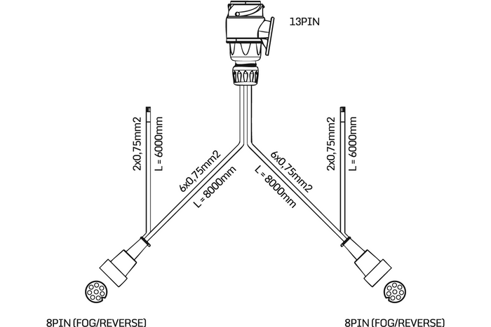 MANTES elektripaigaldus haagise rakmed 8m 13 PIN PISTIK BAYONET 2x 8 PIN